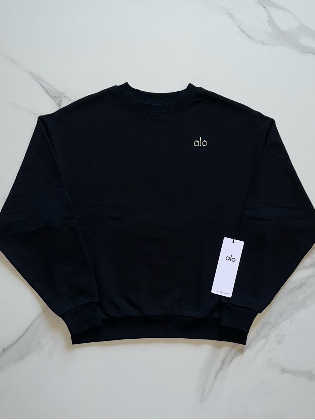 Alo Yoga Pullover Accolade Logo Crewneck Sweatshirt Black S